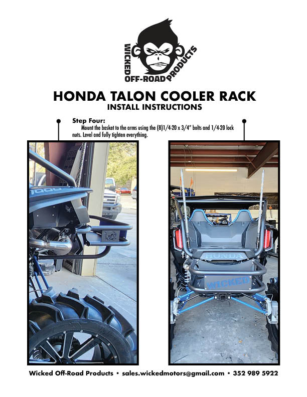 Honda Talon Back Cooler Rack with tie downs