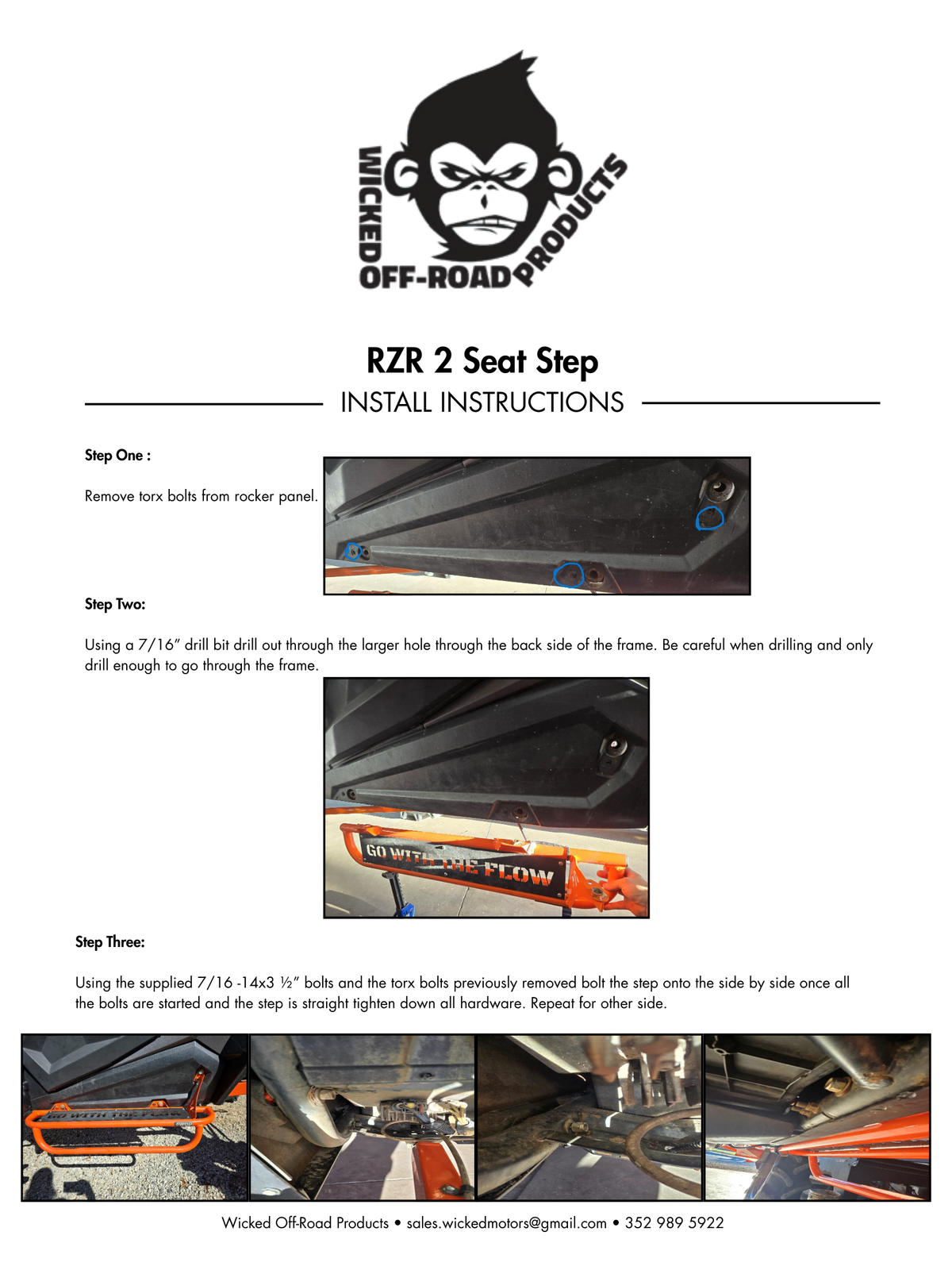 RZR 2 Seat Side Steps, Tree Kickers, Nerf Bars