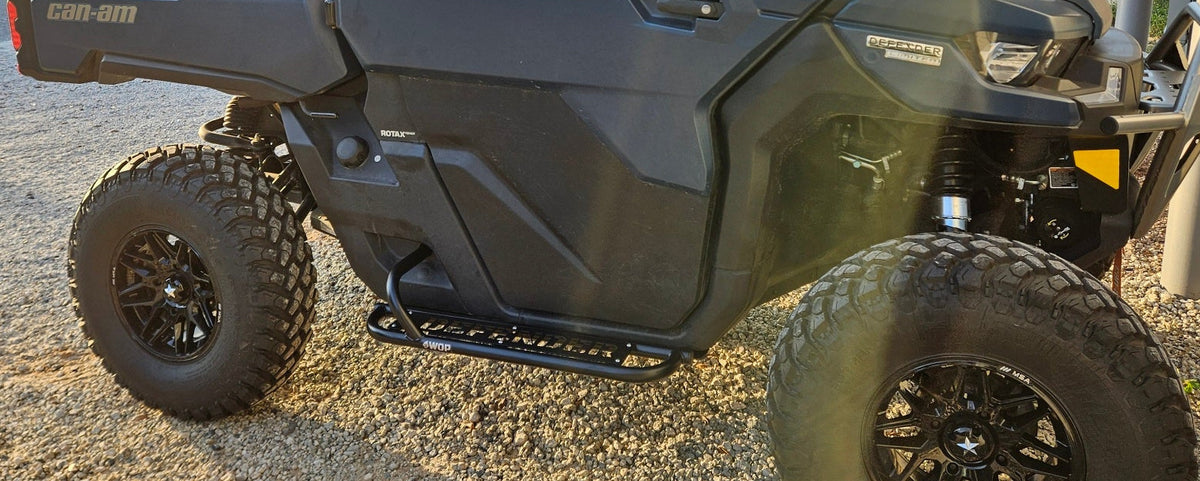 Defender 2 Door Side Steps, Tree Kickers, Nerf Bars