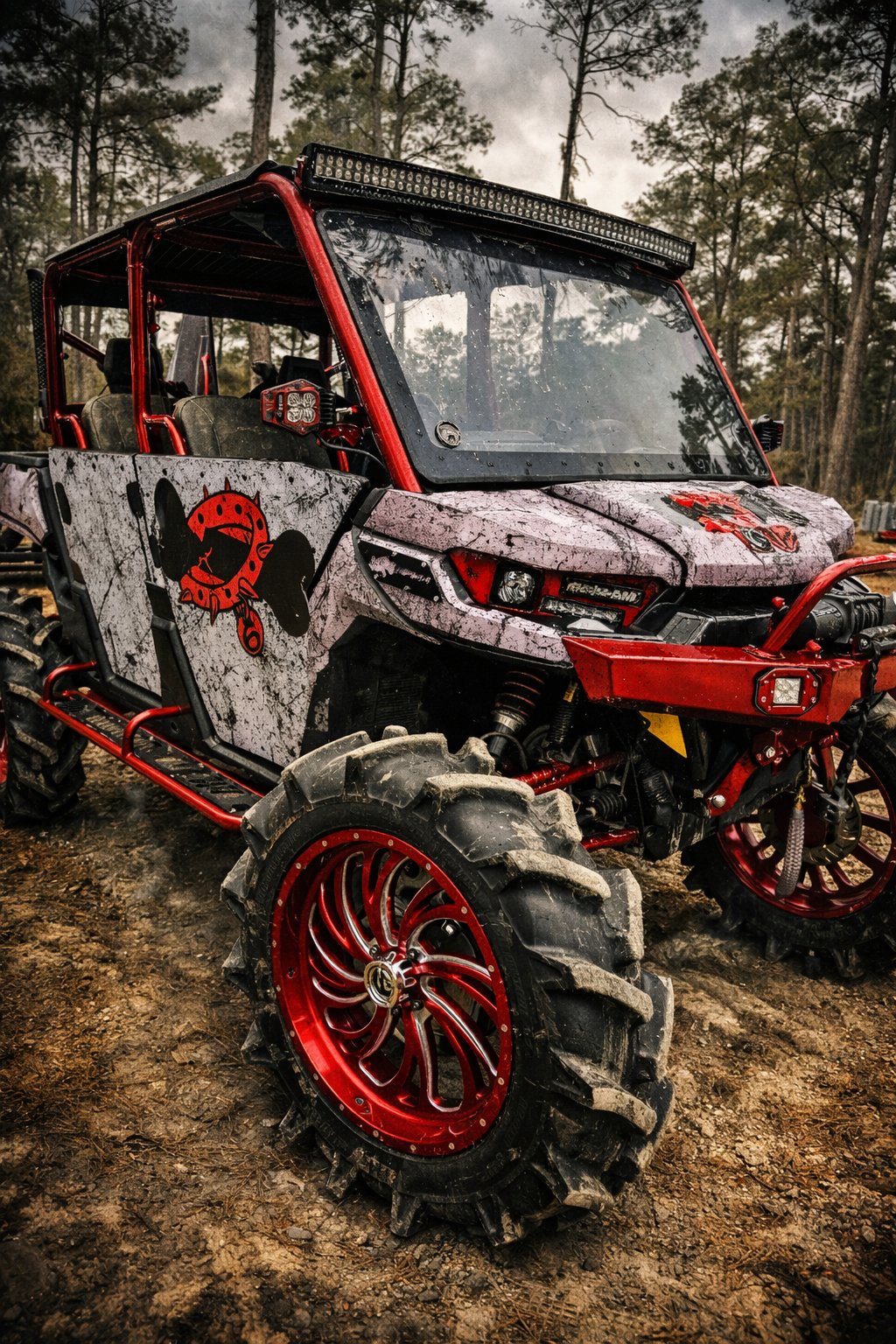 Defender Max 4 Seat Side Steps, Tree Kickers, Nerf Bars