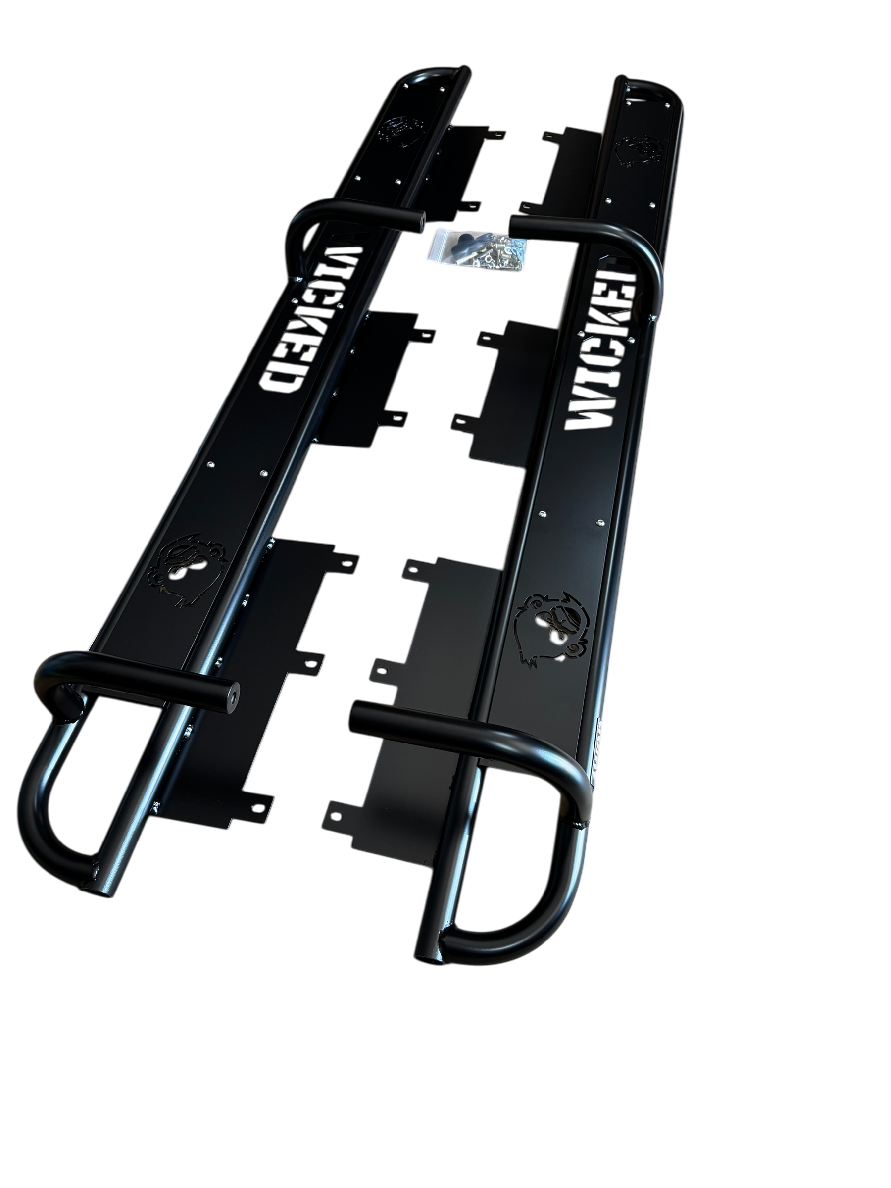 Defender Max 4 Seat Side Steps, Tree Kickers, Nerf Bars