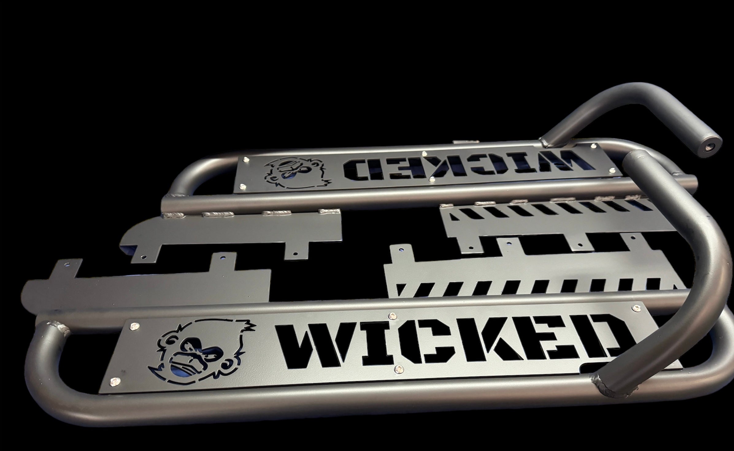 Defender 2 Door Side Steps, Tree Kickers, Nerf Bars