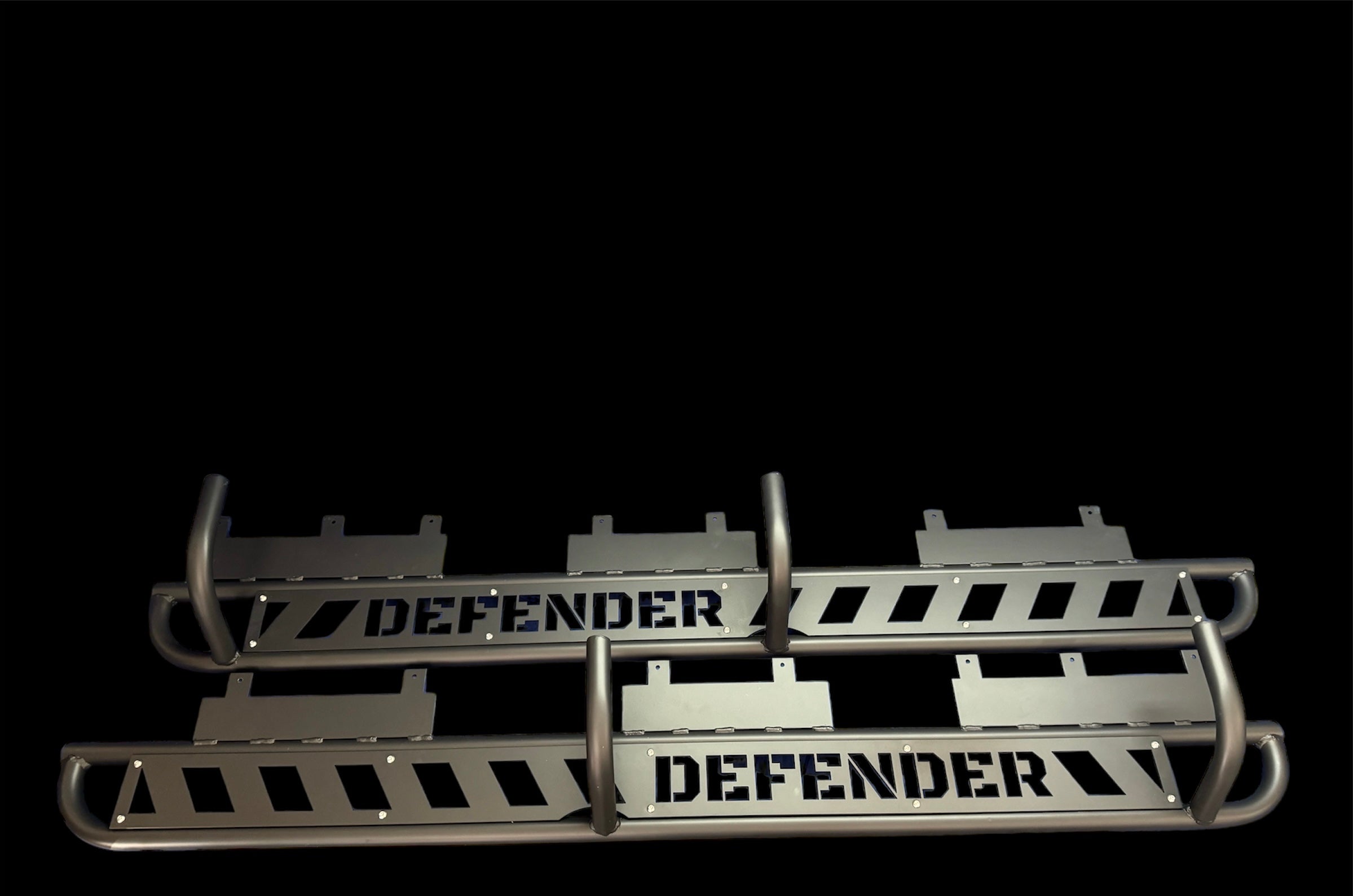 Defender Max 4 Seat Side Steps, Tree Kickers, Nerf Bars