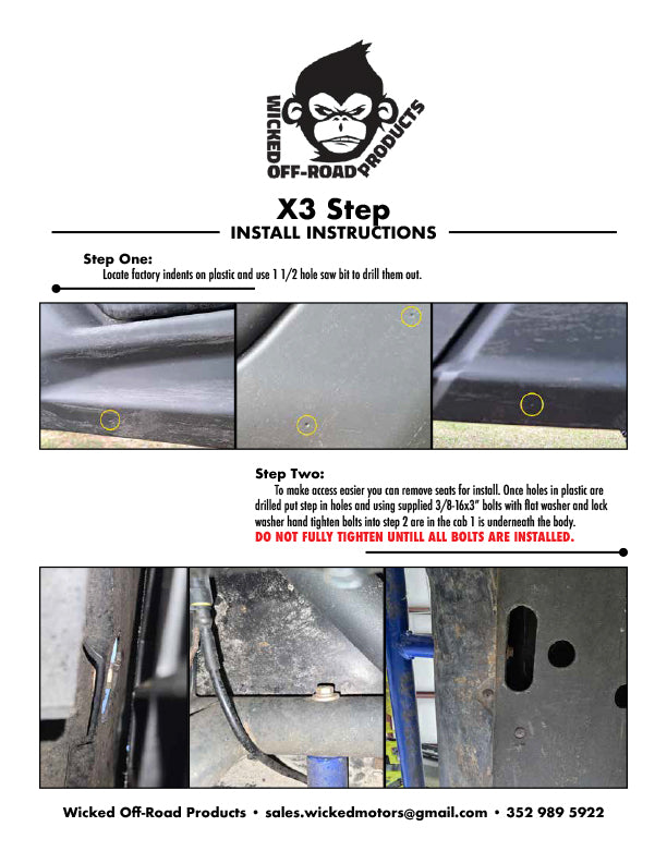 X3 2 Seat Side Steps, Tree Kickers, Nerf Bars